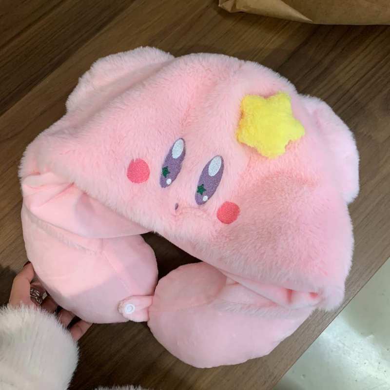 Cute Kirby Hooded U-shaped neck pillow