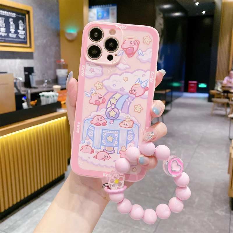 Cute Rainbow clouds Kirby Phone Case For iPhone 15/14/13/12/11 Pro