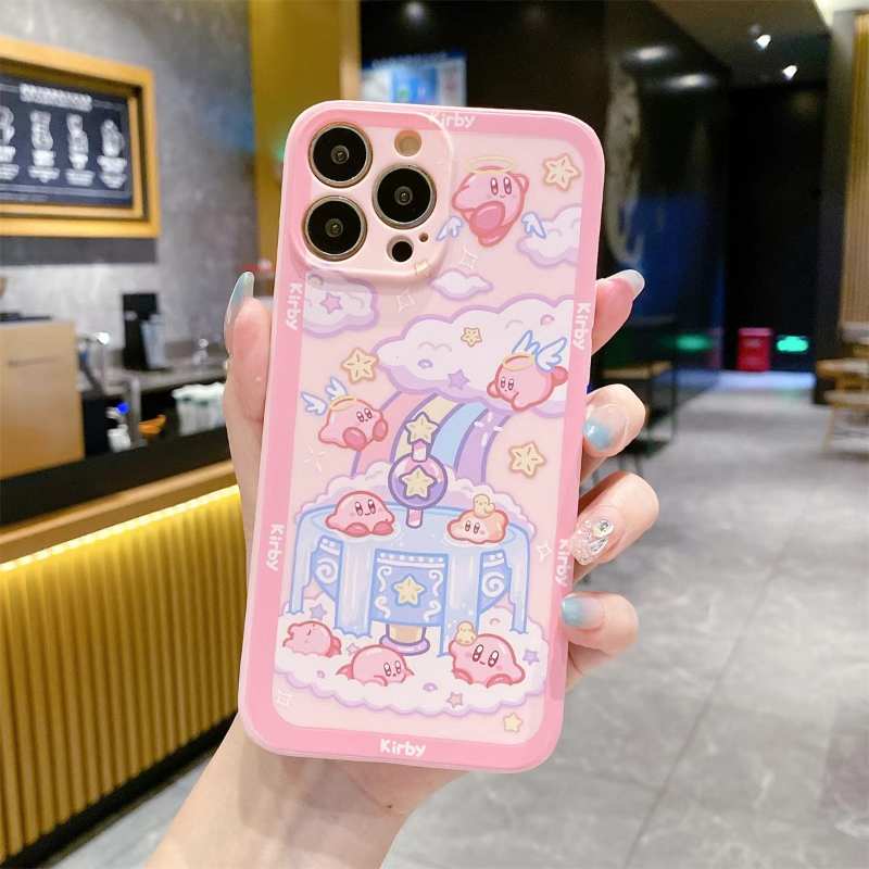 Cute Rainbow clouds Kirby Phone Case For iPhone 15/14/13/12/11 Pro