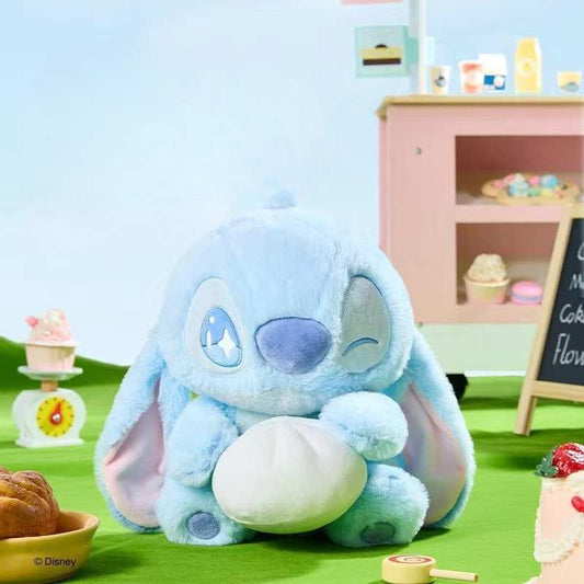 MINISO Official | Cute Stitch Holding Bun Plush Toy – Soft Disney Dumpling Doll