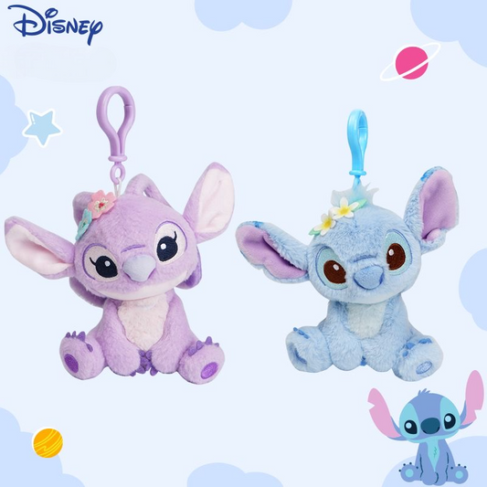 Official | Stitch & Angel Plush Keychain – Cute Mini Disney Couple Keyring