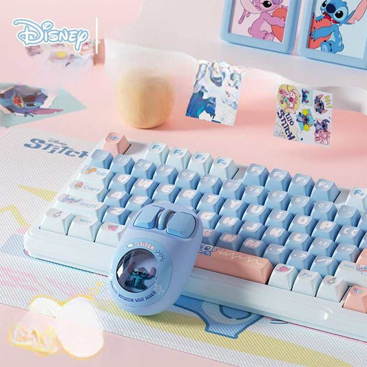 Disney Official Stitch Collaboration Dual-Mode Bluetooth Wireless Membrane Keyboard, Macaron Color, Office and Gaming Use