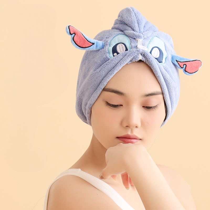 Disney Stitch Quick-Dry Hair Towel Cap – Ultra Absorbent & Embroidered Cartoon Design