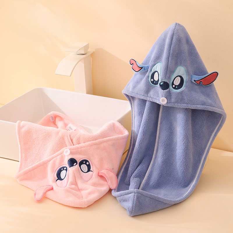 Disney Stitch Quick-Dry Hair Towel Cap – Ultra Absorbent & Embroidered Cartoon Design