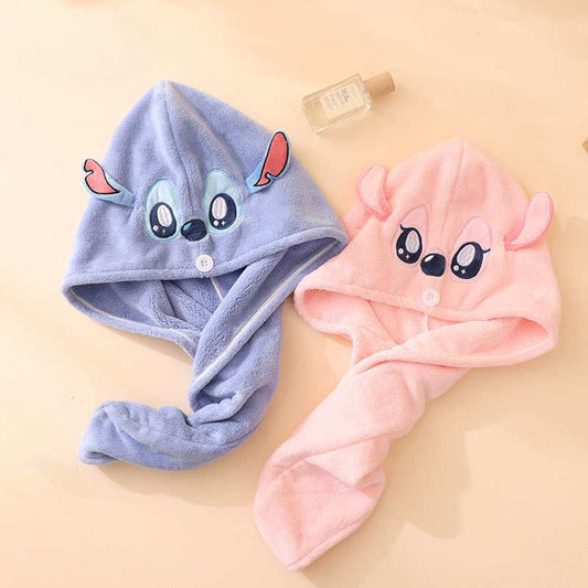 Disney Stitch Quick-Dry Hair Towel Cap – Ultra Absorbent & Embroidered Cartoon Design