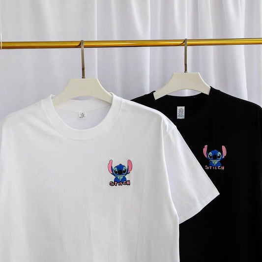 High Quality Stitch Embroidered T-Shirt – Cute Cartoon Summer Tee for Men & Women