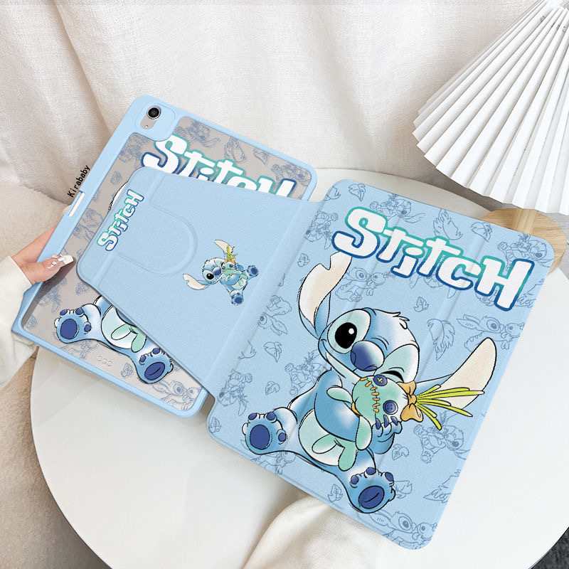 720° Rotating Acrylic iPad Case – Stitch Design | Air 6/5, Mini 7, Pro, 10.2" 9th/10th Gen
