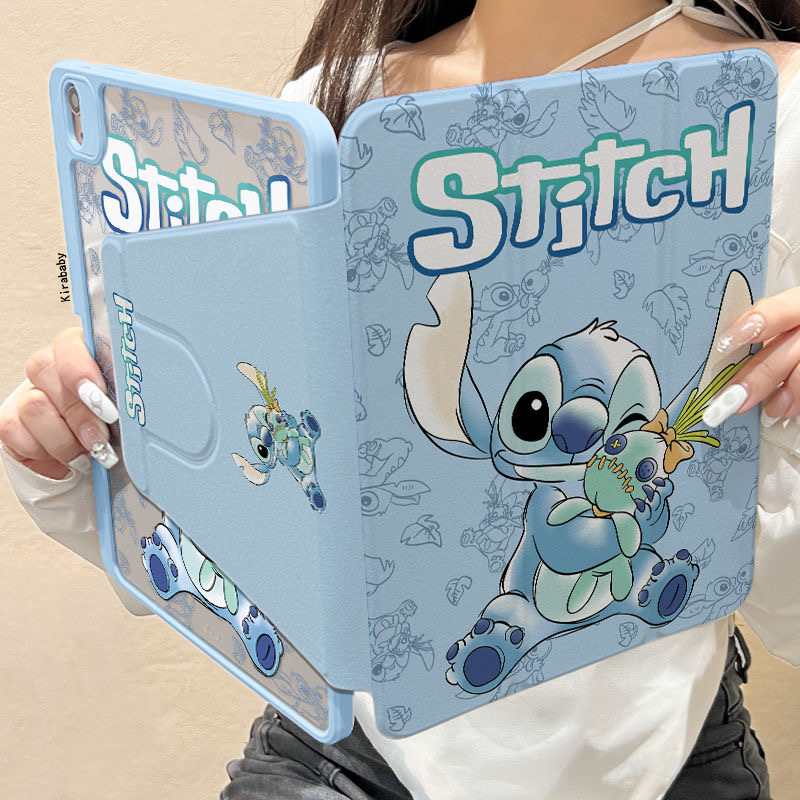 720° Rotating Acrylic iPad Case – Stitch Design | Air 6/5, Mini 7, Pro, 10.2" 9th/10th Gen