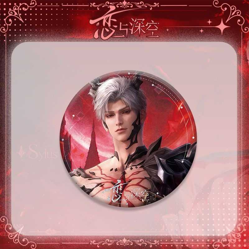 6pcs Love and Deepspace Sylue Abyssal Overlord Acrylic Layered Stand, Dual Flash Badge, Colored Paper, and Sand Flow Keychain