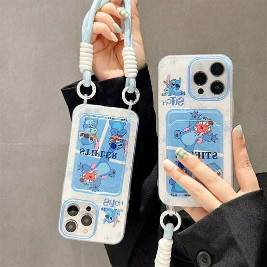 Stitch Wallet Case with Lanyard for iPhone 15 Pro Max / 13 / 14 / 11