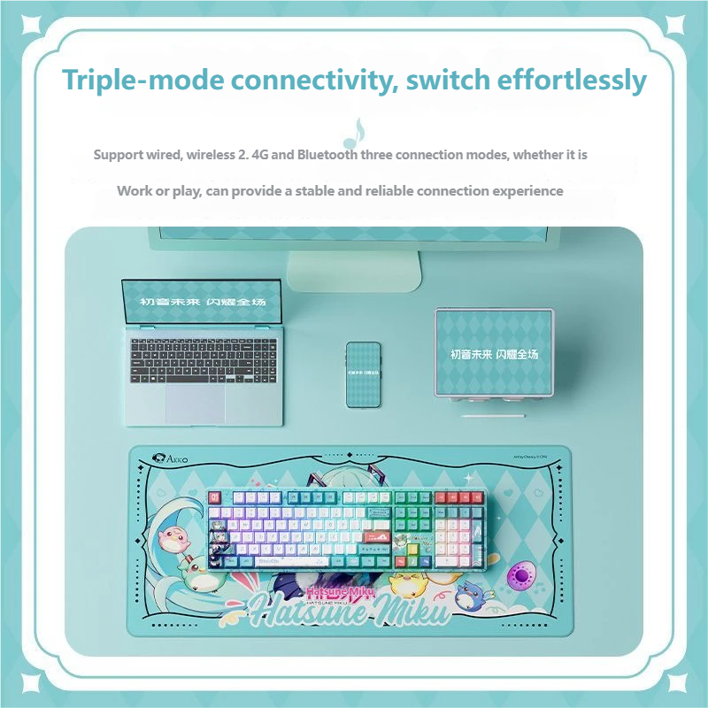 AKKO 5108B Plus Hatsune Miku Mechanical Keyboard – Wireless RGB Gaming & Office Keyboard for Girls | DeepSeek Compatible