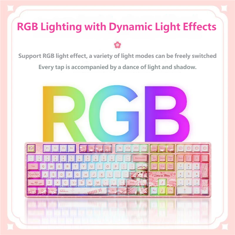 AKKO 5108B Plus Hatsune Miku Mechanical Keyboard – Wireless RGB Gaming & Office Keyboard for Girls | DeepSeek Compatible