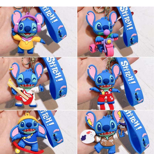 Stitch Keychain – Cute Soft Rubber Figurine | Dressed-Up Character Car Key Ring