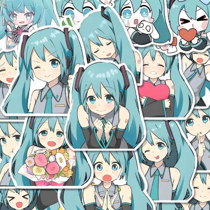 65pcs Cute Miku Hatsune Stickers – Waterproof DIY Laptop, Phone & Water Bottle Decals