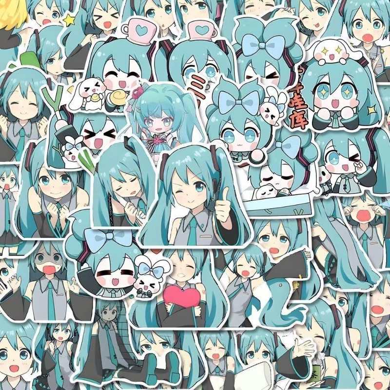 65pcs Cute Miku Hatsune Stickers – Waterproof DIY Laptop, Phone & Water Bottle Decals