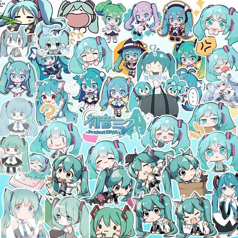 100pcs Cute Miku Hatsune Stickers – Waterproof DIY Laptop, Phone & Water Bottle Decals