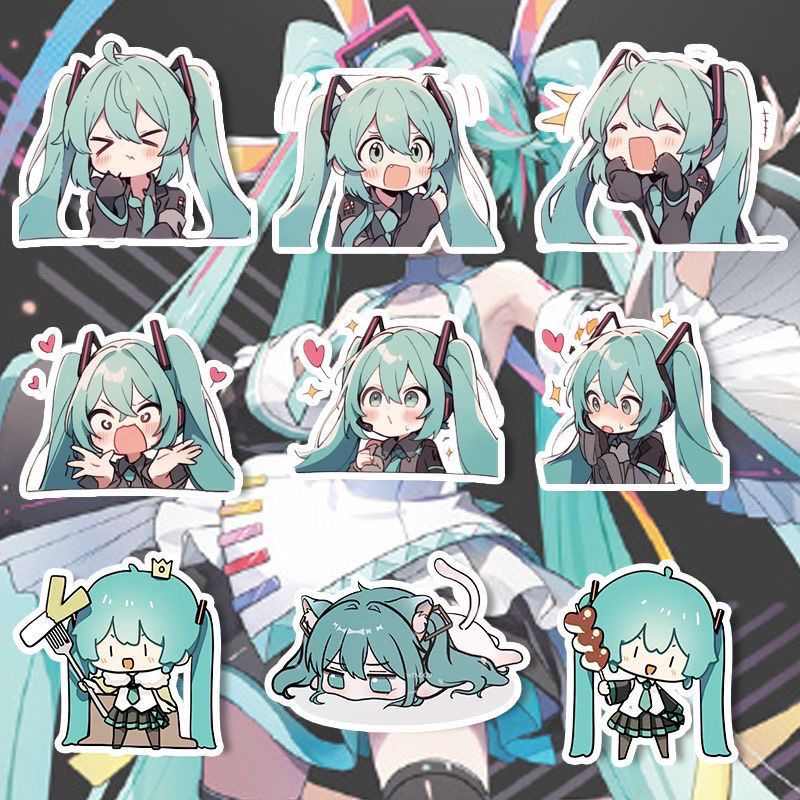 100pcs Cute Miku Hatsune Stickers – Waterproof DIY Laptop, Phone & Water Bottle Decals