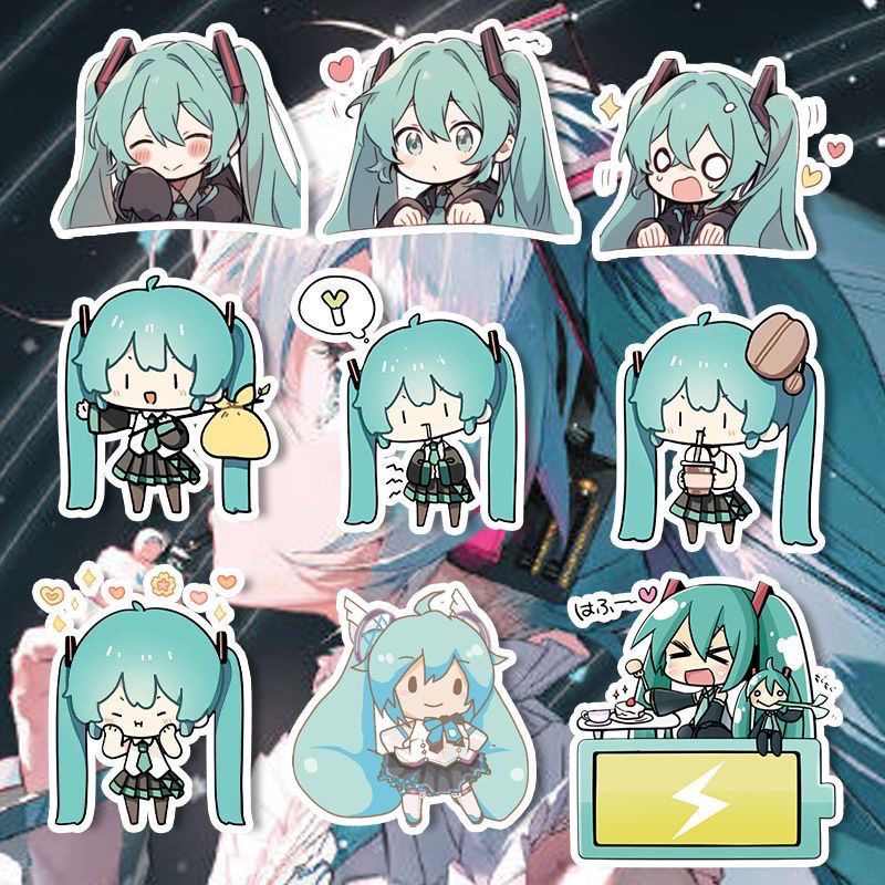 100pcs Cute Miku Hatsune Stickers – Waterproof DIY Laptop, Phone & Water Bottle Decals