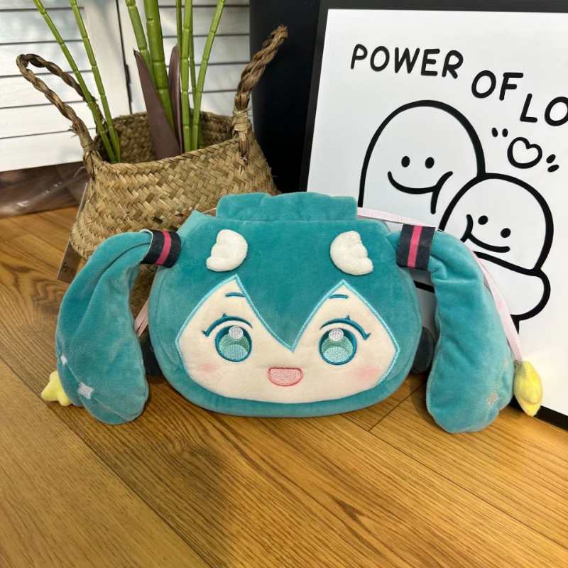 Miku Hatsune Anime Plush Drawstring Backpack – Kawaii Shoulder & Crossbody Bag for Girls