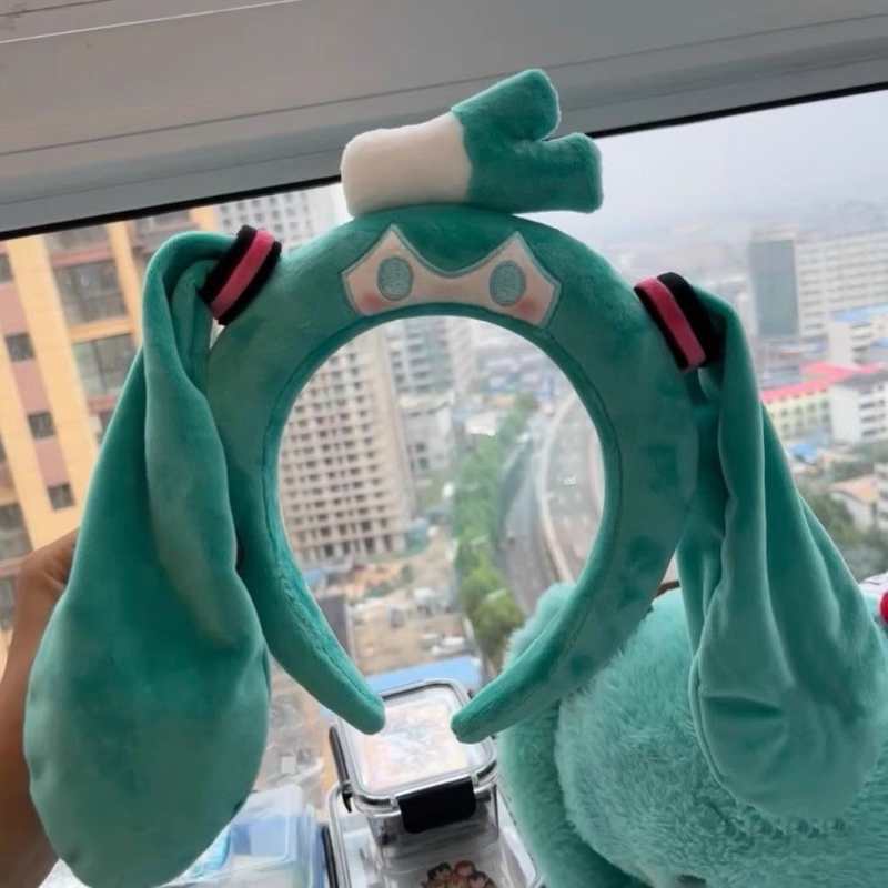 Miku Hatsune Plush Headband Cute Cartoon Hairband for Face Wash & Cosplay 2026