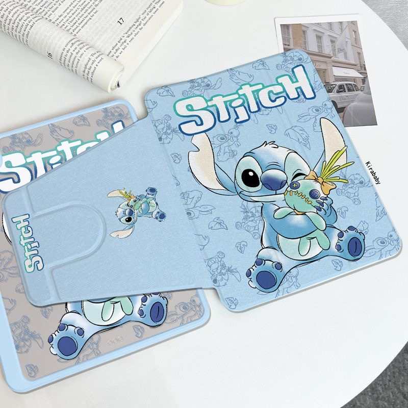 720° Rotating Acrylic iPad Case – Stitch Design | Air 6/5, Mini 7, Pro, 10.2" 9th/10th Gen