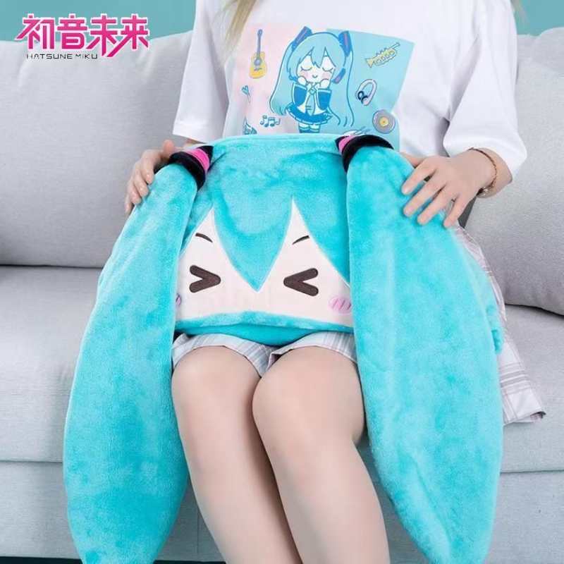 Hatsune Miku Anime Cloak Blanket – Cartoon Hooded Fleece Throw & Soft Plush Pillow