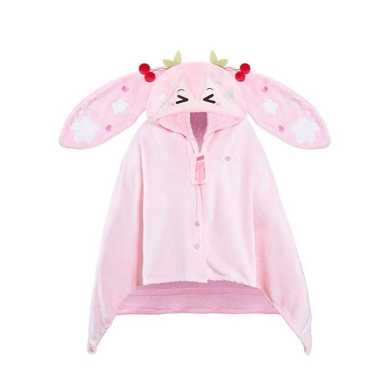 Hatsune Miku Anime Cloak Blanket – Cartoon Hooded Fleece Throw & Soft Plush Pillow