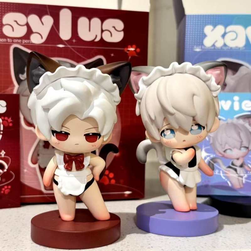 Love & Deep Space Sylus,Xavier,Zayn,Rafayel, Caleb Maid Outfit Figurines - Cute Desktop Decor