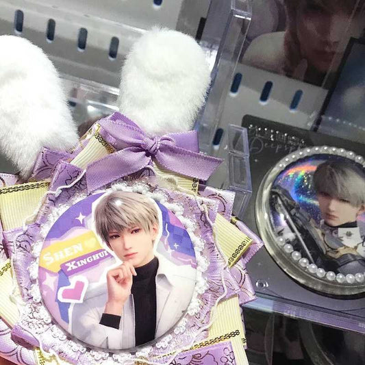 Love and Deepspace Xavier Bunny Plush Badge Holder with Bunny Ear Accessories – Small Capacity