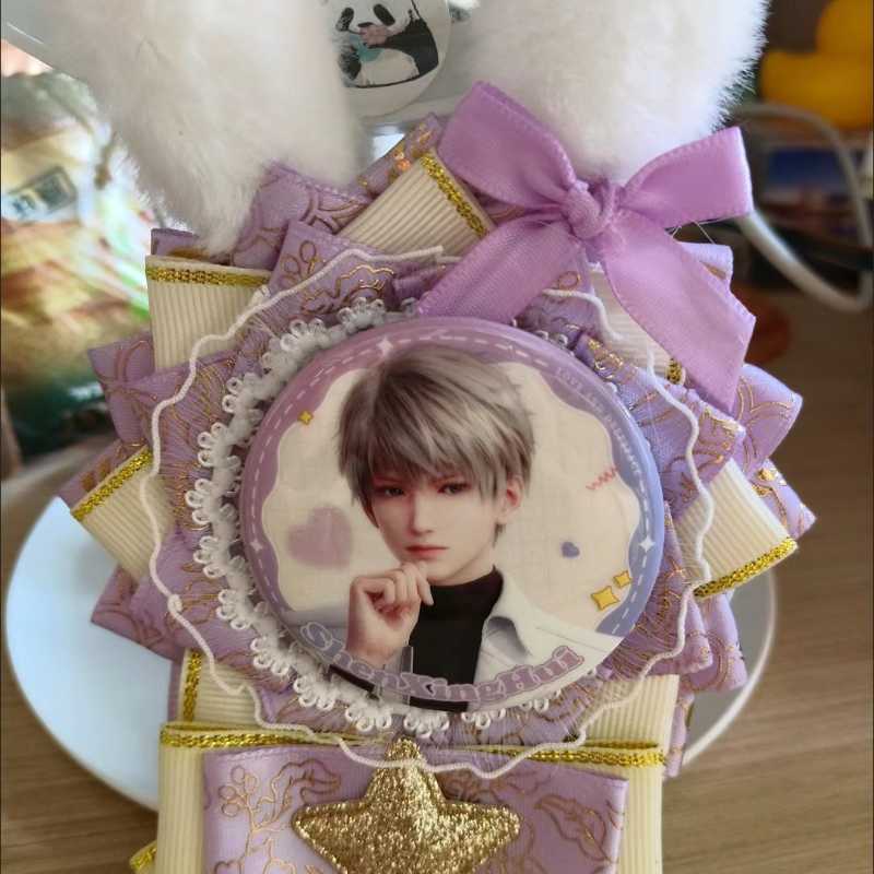 Love and Deepspace Xavier Bunny Plush Badge Holder with Bunny Ear Accessories – Small Capacity