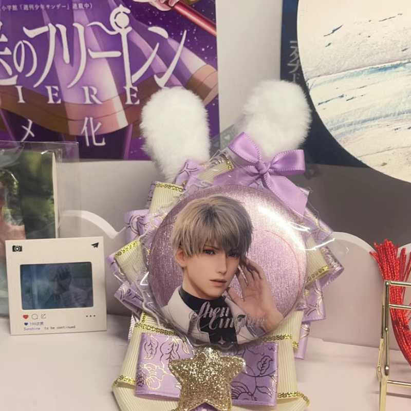Love and Deepspace Xavier Bunny Plush Badge Holder with Bunny Ear Accessories – Small Capacity