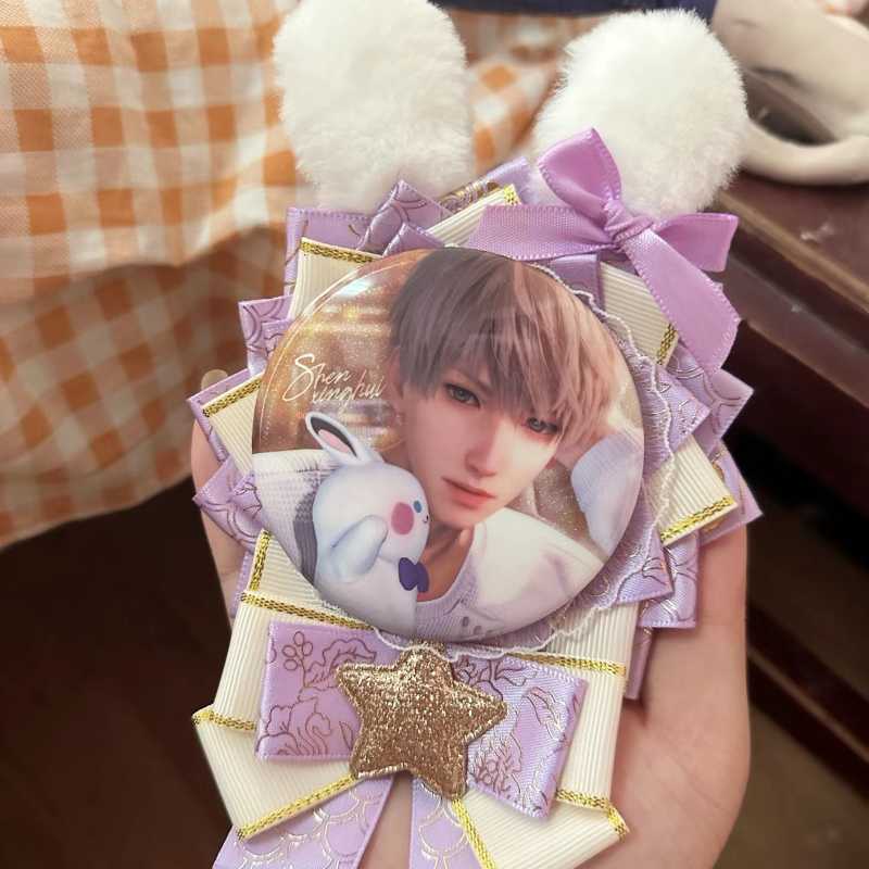 Love and Deepspace Xavier Bunny Plush Badge Holder with Bunny Ear Accessories – Small Capacity