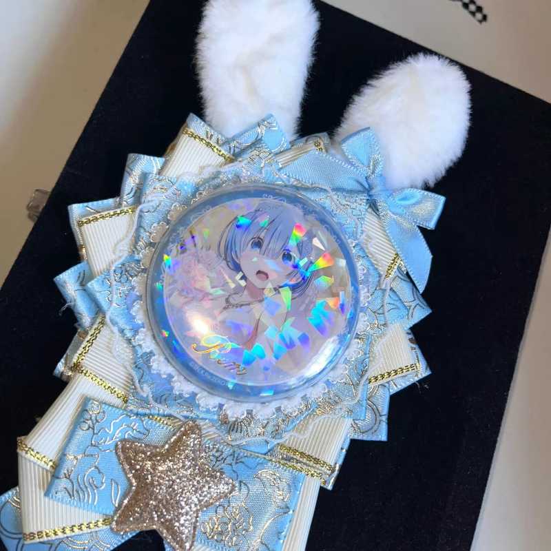 Love and Deepspace Xavier Bunny Plush Badge Holder with Bunny Ear Accessories – Small Capacity