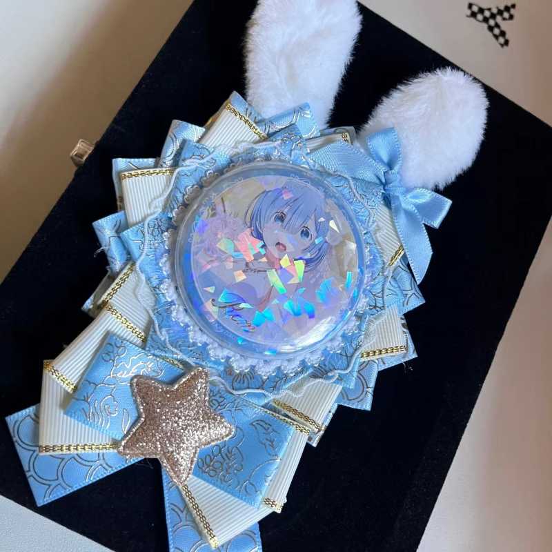 Love and Deepspace Xavier Bunny Plush Badge Holder with Bunny Ear Accessories – Small Capacity