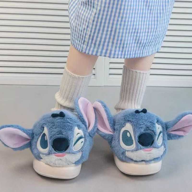 Cute Plush Stitch-Inspired Winter Slippers  – Soft, Warm, Lightweight Indoor House Shoes
