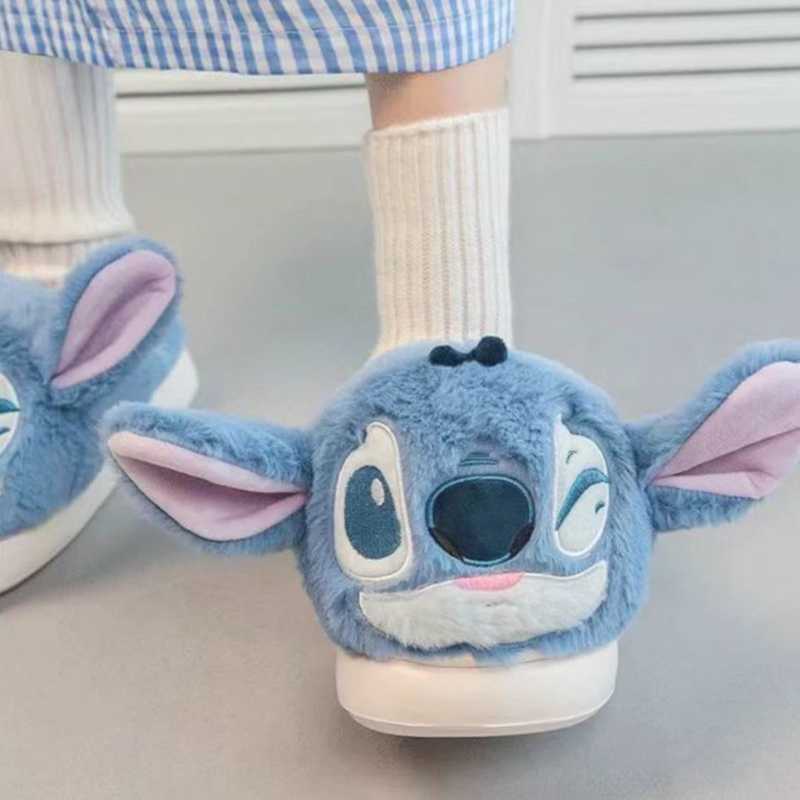 Cute Plush Stitch-Inspired Winter Slippers  – Soft, Warm, Lightweight Indoor House Shoes