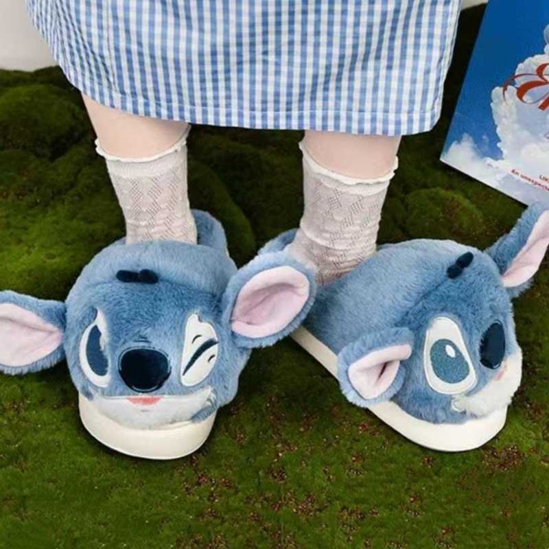 Cute Plush Stitch-Inspired Winter Slippers  – Soft, Warm, Lightweight Indoor House Shoes