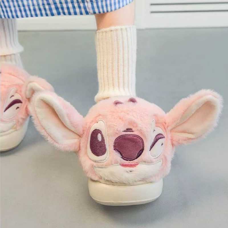 Cute Plush Stitch-Inspired Winter Slippers  – Soft, Warm, Lightweight Indoor House Shoes