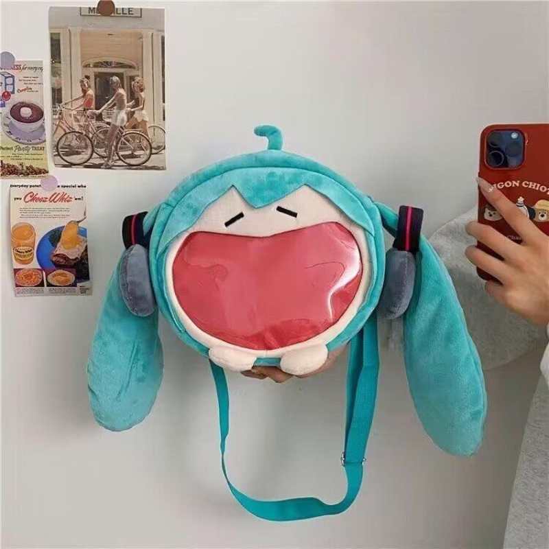 Hatsune Miku Plush Shoulder Ita Bag – Cute Cartoon Crossbody for JK & Lolita Fashion