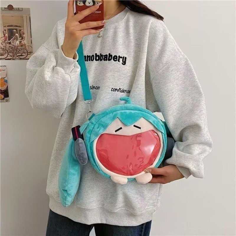 Hatsune Miku Plush Shoulder Ita Bag – Cute Cartoon Crossbody for JK & Lolita Fashion