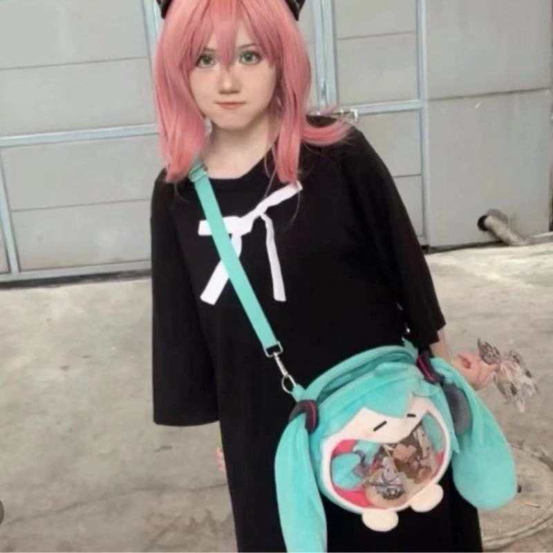 Hatsune Miku Plush Shoulder Ita Bag – Cute Cartoon Crossbody for JK & Lolita Fashion