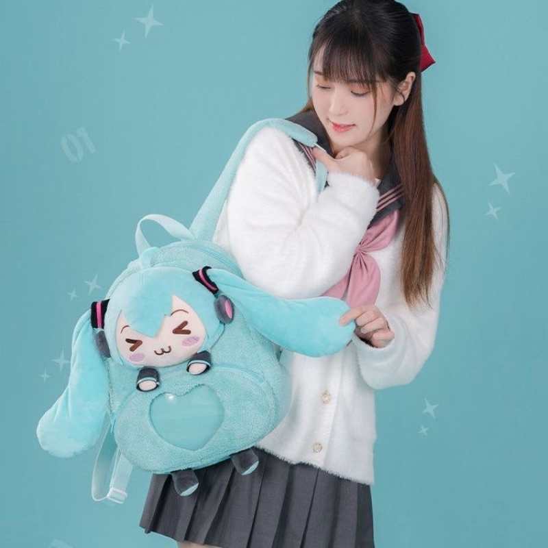 Official Moeyu Hatsune Miku Squinty-Eyes Plush Backpack – Cute Miku Mini Ita Bag