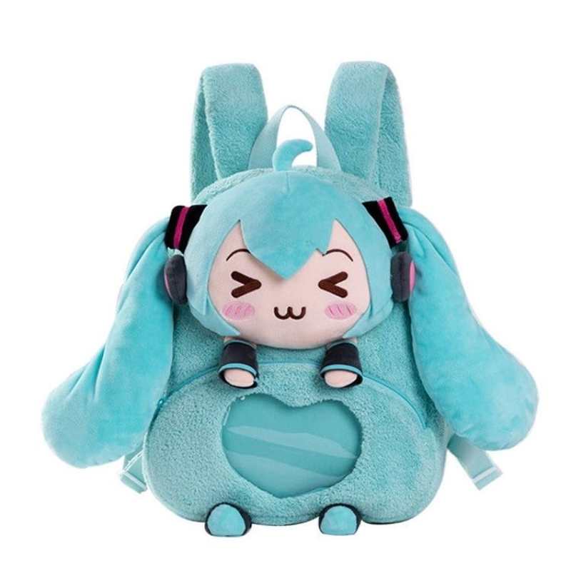 Official Moeyu Hatsune Miku Squinty-Eyes Plush Backpack – Cute Miku Mini Ita Bag