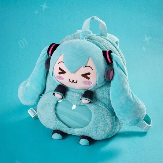Official Moeyu Hatsune Miku Squinty-Eyes Plush Backpack – Cute Miku Mini Ita Bag