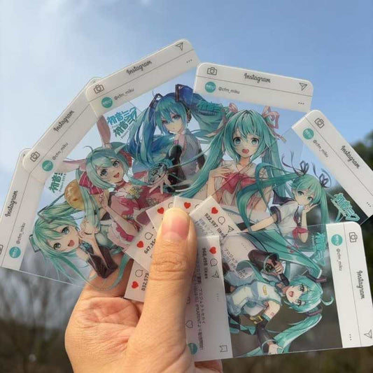 Hatsune Miku PVC Mukbang Card – 3-Inch Anime Transparent Postcard Gift for Students