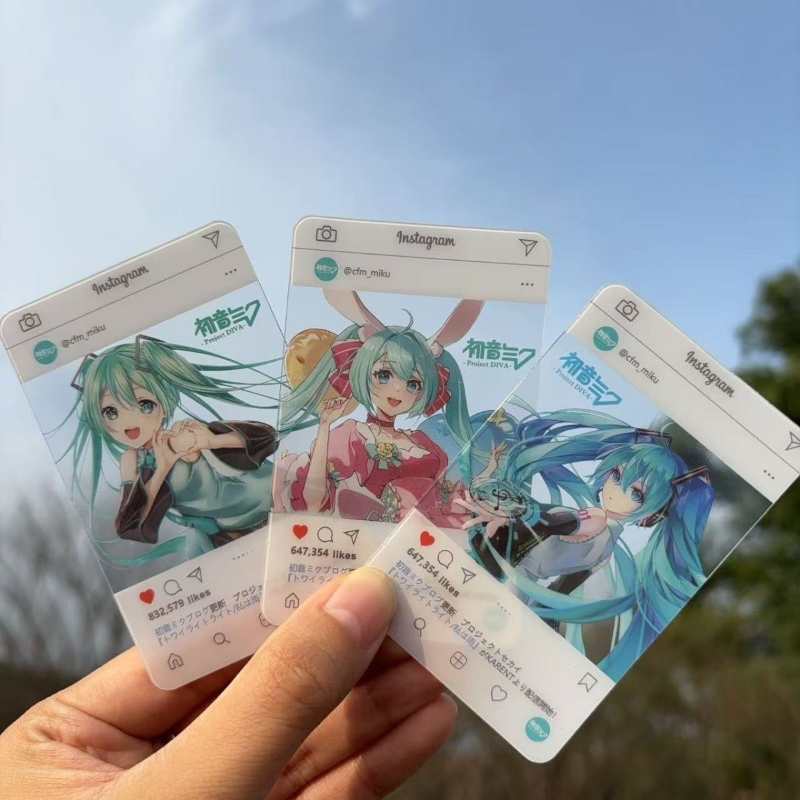 Hatsune Miku PVC Mukbang Card – 3-Inch Anime Transparent Postcard Gift for Students