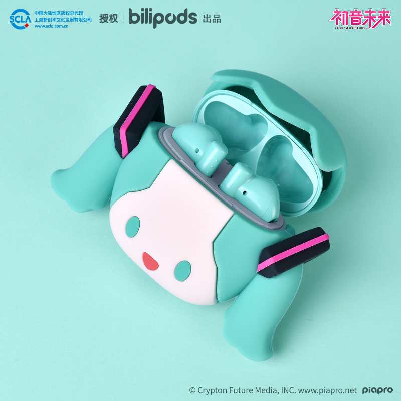 bilipods POPO Series Hatsune Miku True Wireless Bluetooth Earbuds | Cute and Stylish TWS Earphones