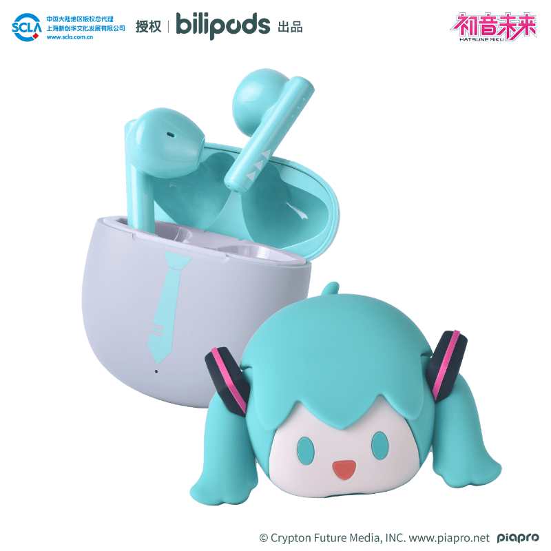 bilipods POPO Series Hatsune Miku True Wireless Bluetooth Earbuds | Cute and Stylish TWS Earphones